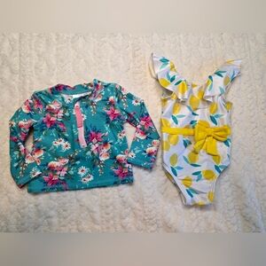 Baby Swim Bundle 6-9M 6-12M RuffleButts Gerber Floral Lemon